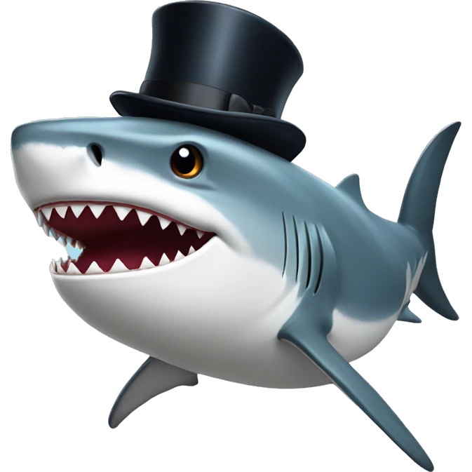 Shark wearing top hat and bowtie emoji