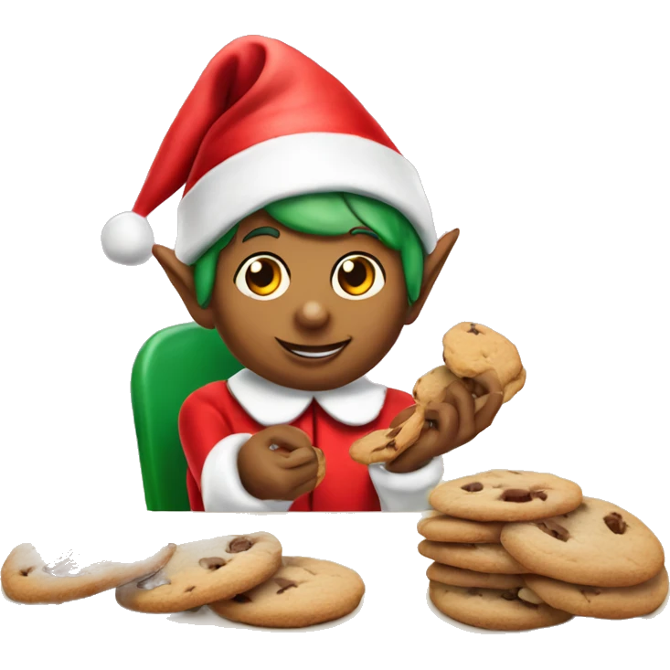 Elf on the shelf eating cookies emoji