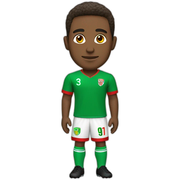 Jugador de fútbol camiseta verde y roja emoji