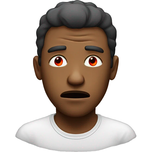 Guy with red eyes, looking tired and fume coming out of his mouth emoji