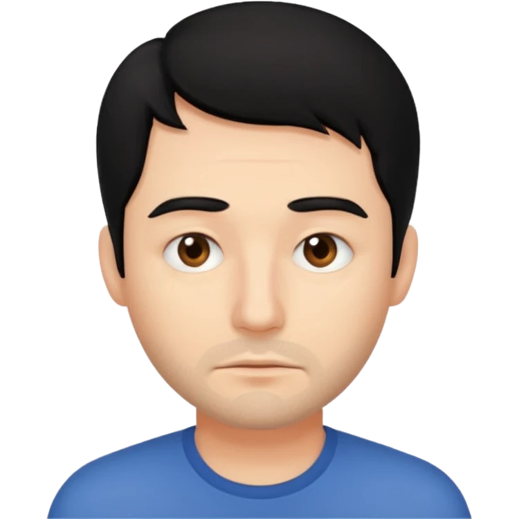 man with tired eyes black hair emoji