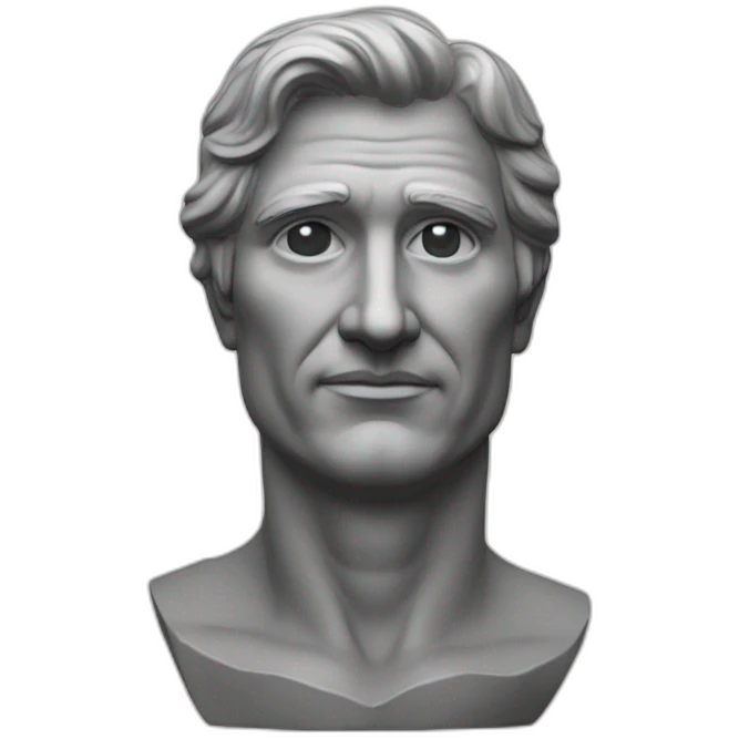 estátua igual de humano. Realista. Destaque para a nadega. Homem romano. Dos pés a cabeça, sem roupa. emoji