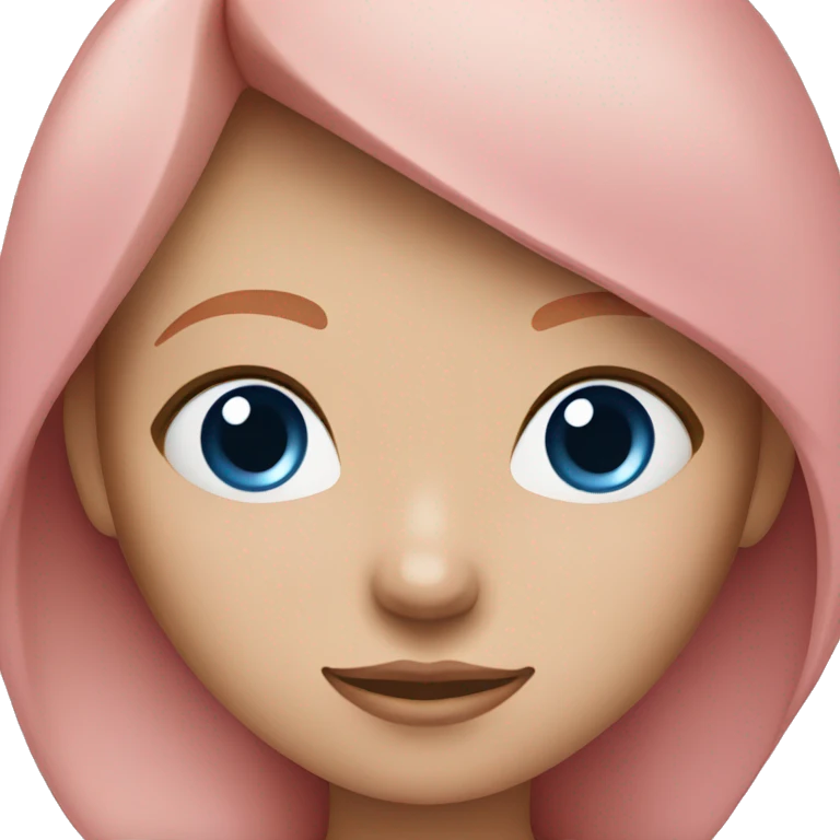 Girl with straight ginger hair and blue eyes and pink top emoji