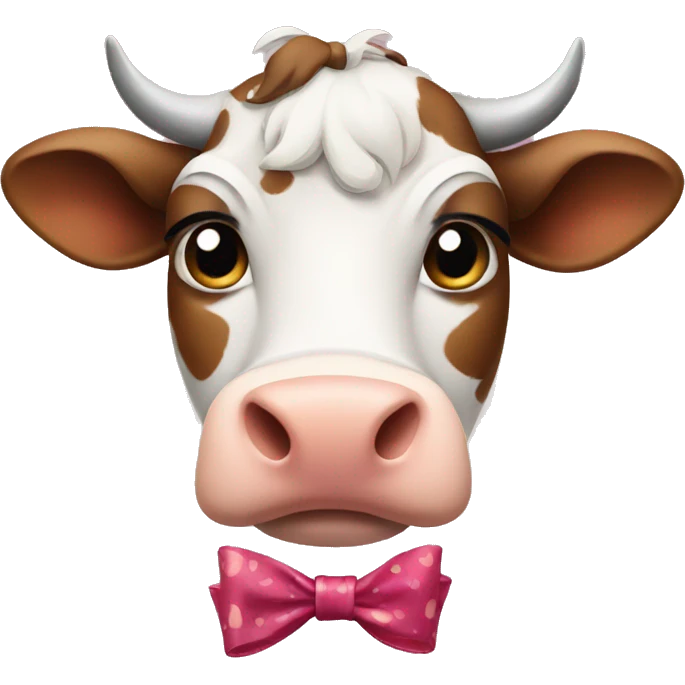 Cow wearing a bow emoji
