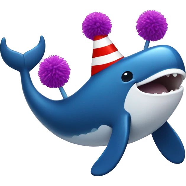  A cheering whale with two pompoms on both hands emoji