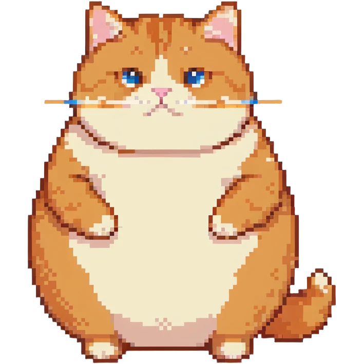 round chubby orange cat, entire body emoji