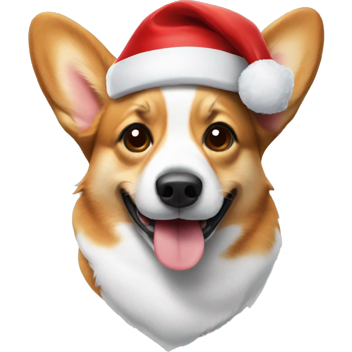 Corgi with a Santa hat emoji