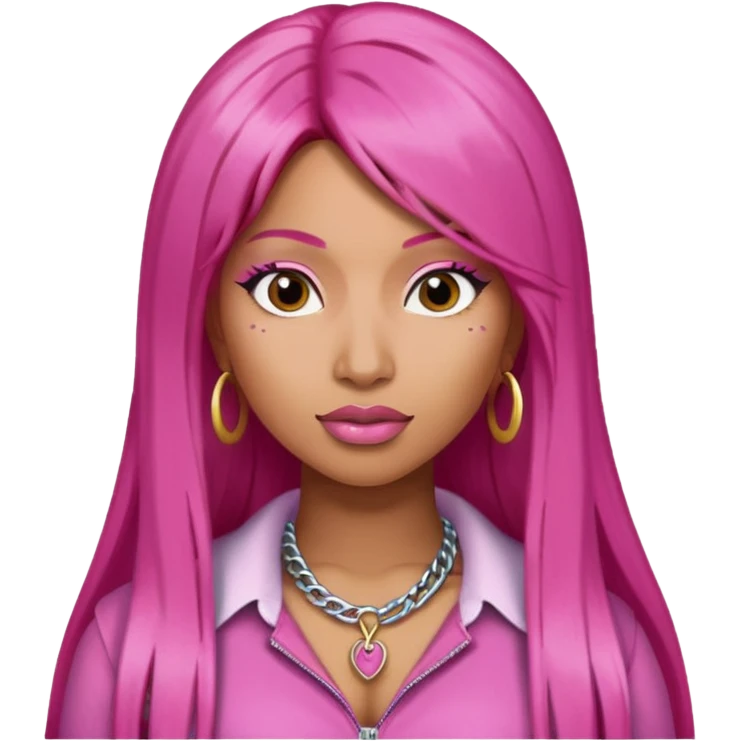 Nicki Minaj with long dark pink hair emoji