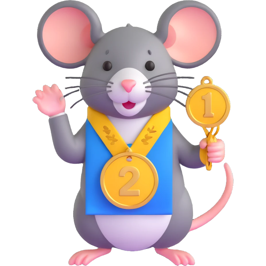 rat with a gold medal and ribbon emoji