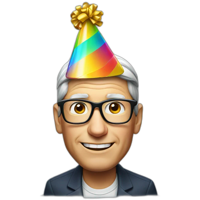 Tim Cook with party hat emoji