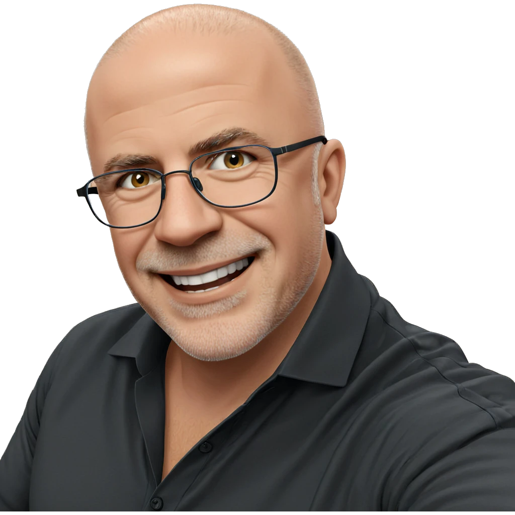 smiling bald man in glasses emoji