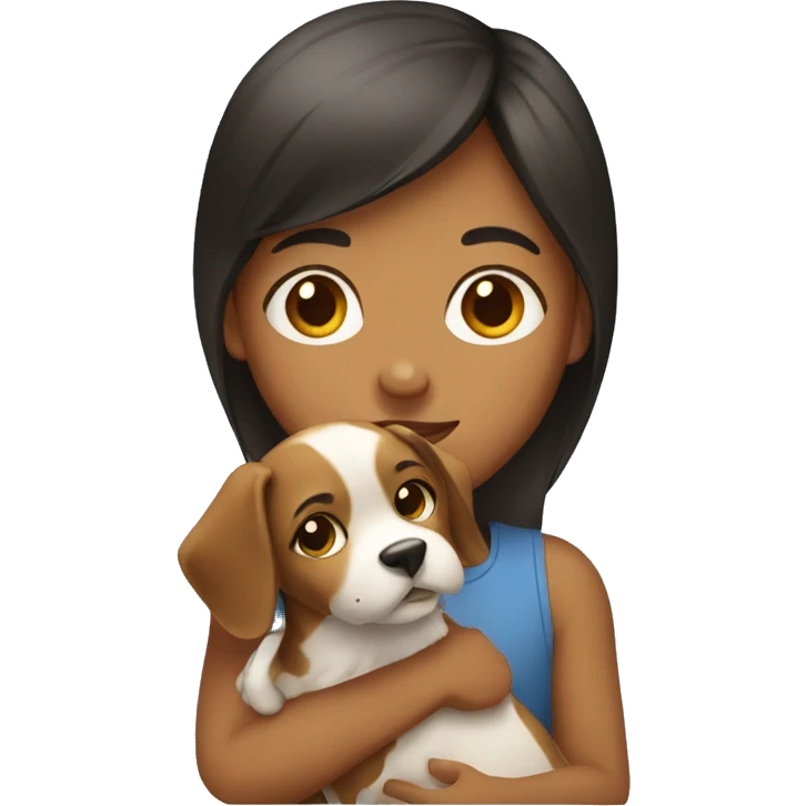 Girl holding dog emoji