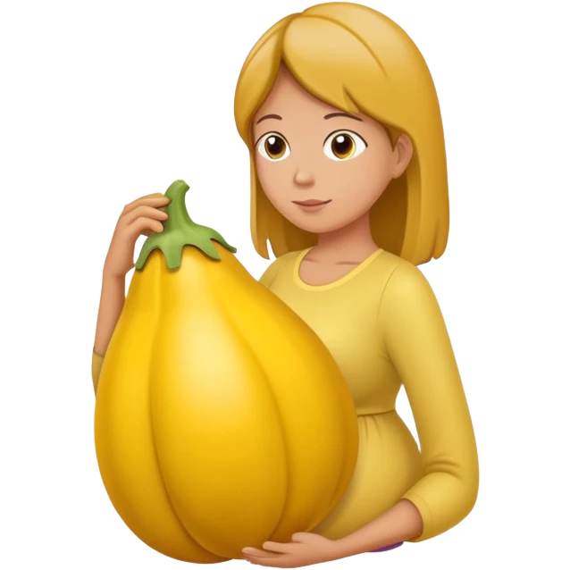 yellow eggplant combined with pregnant person and bowing person, bowing person in profile emoji