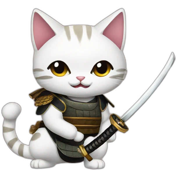 Samurai cat katana emoji