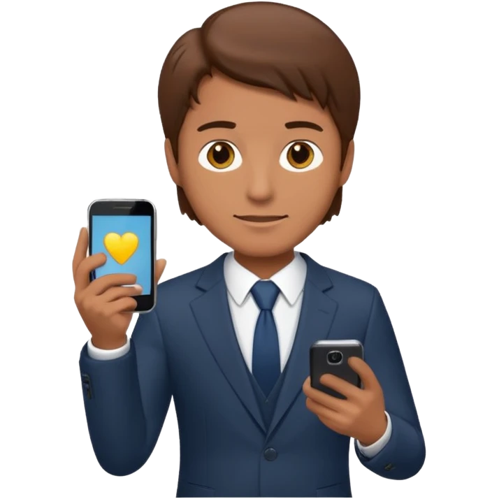 Mach mir einen Trader an der Wallstreet mit anzug und braunen haaren mit einenm handy in der han emoji