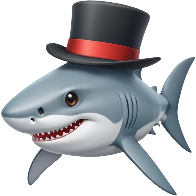 Shark with a top hat emoji