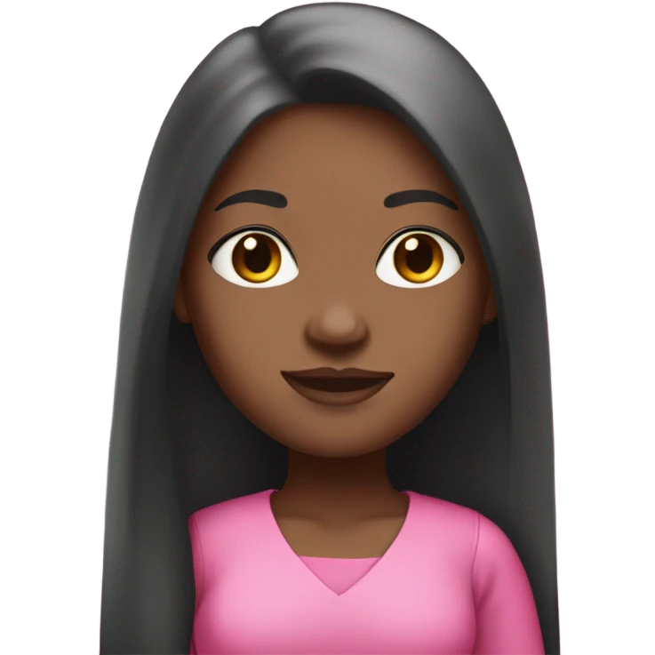 Light skin black girl with pink outfit and long straight hair emoji