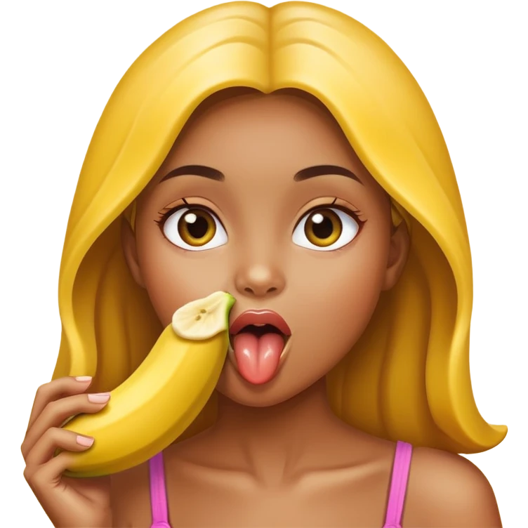 Girl licking a banana emoji