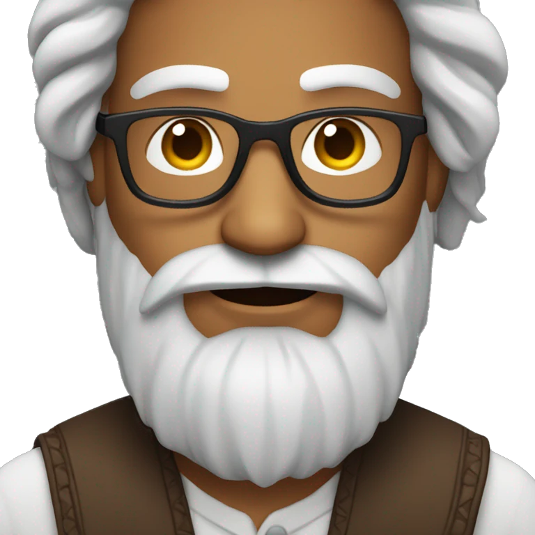 indian man with long hair and short full beard with glasses emoji