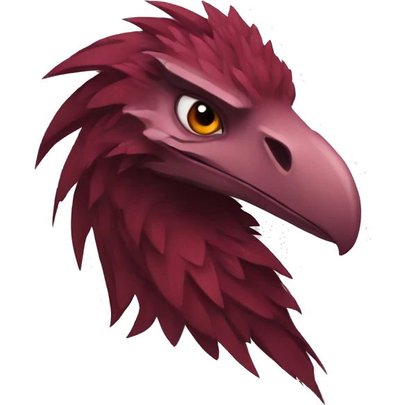 Cool edgy Maroon-colored raptor with red mane emoji