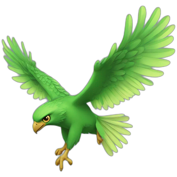 green hawk with the wings flapping next to body emoji
