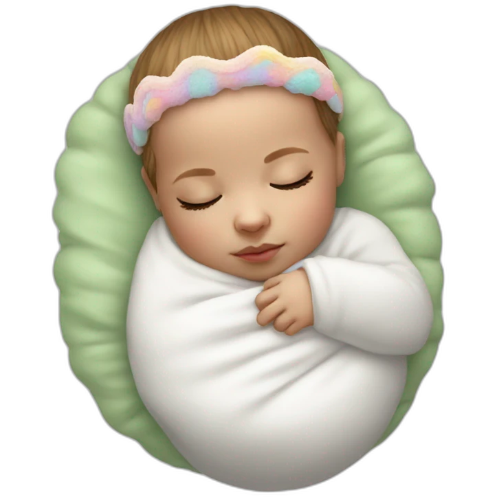 Sleeping white Newborn with unicorn headband emoji