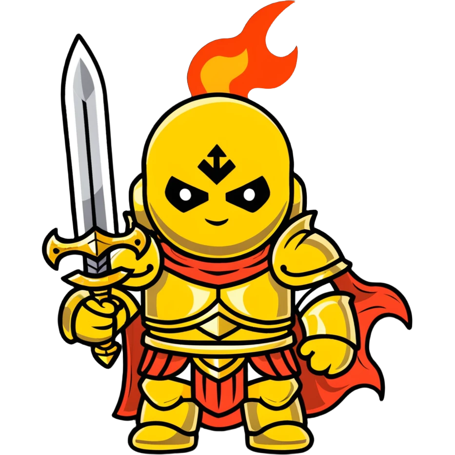 Emperor of Mankind from Warhammer 40K with golden armor and a large flaming sword emoji