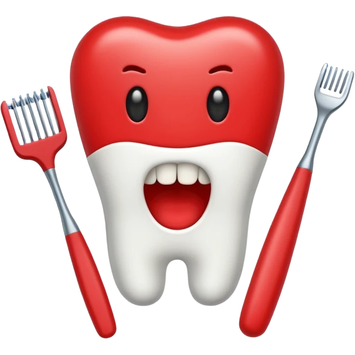 cepillo de dientes rojo sin cara emoji
