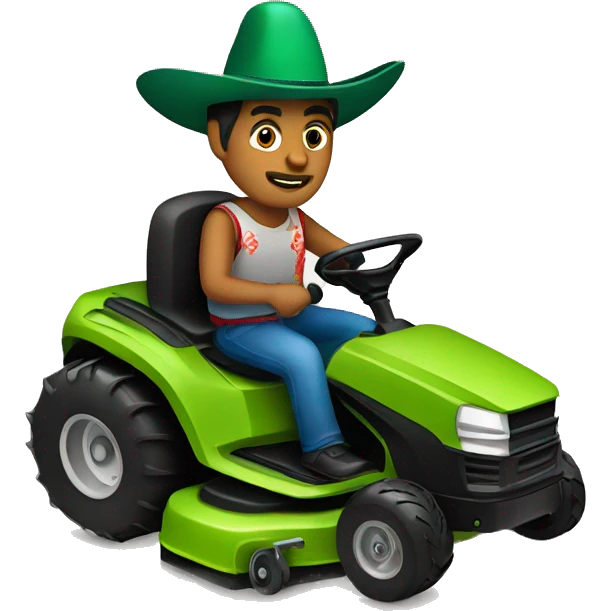Mexican man with sombrero on a lawnmower emoji