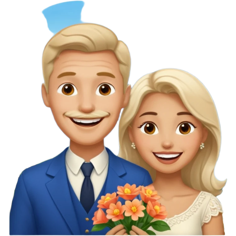 Couple  laughing traveling russian man and elegant  Latina girl delicate flowers and mountains in the background  emoji