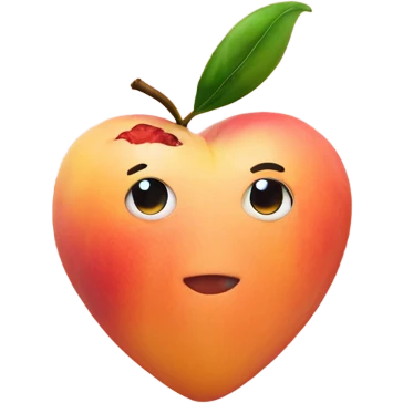 small heart next to a peach emoji