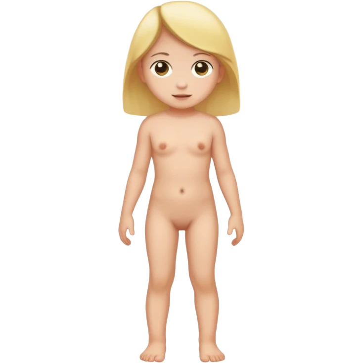 A small girl with flat chest standing unclothed emoji