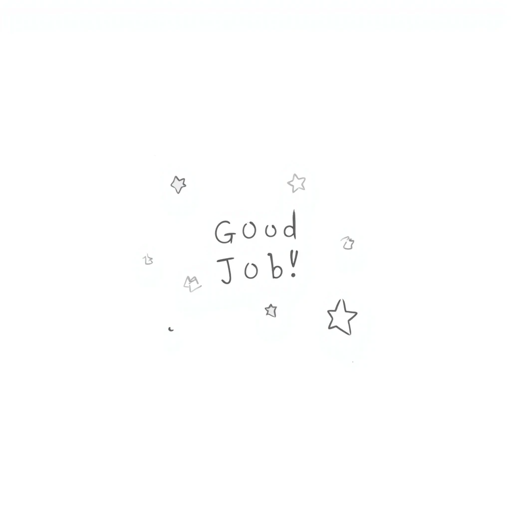Hand drawn certificate with "Good Job!" text and stars emoji