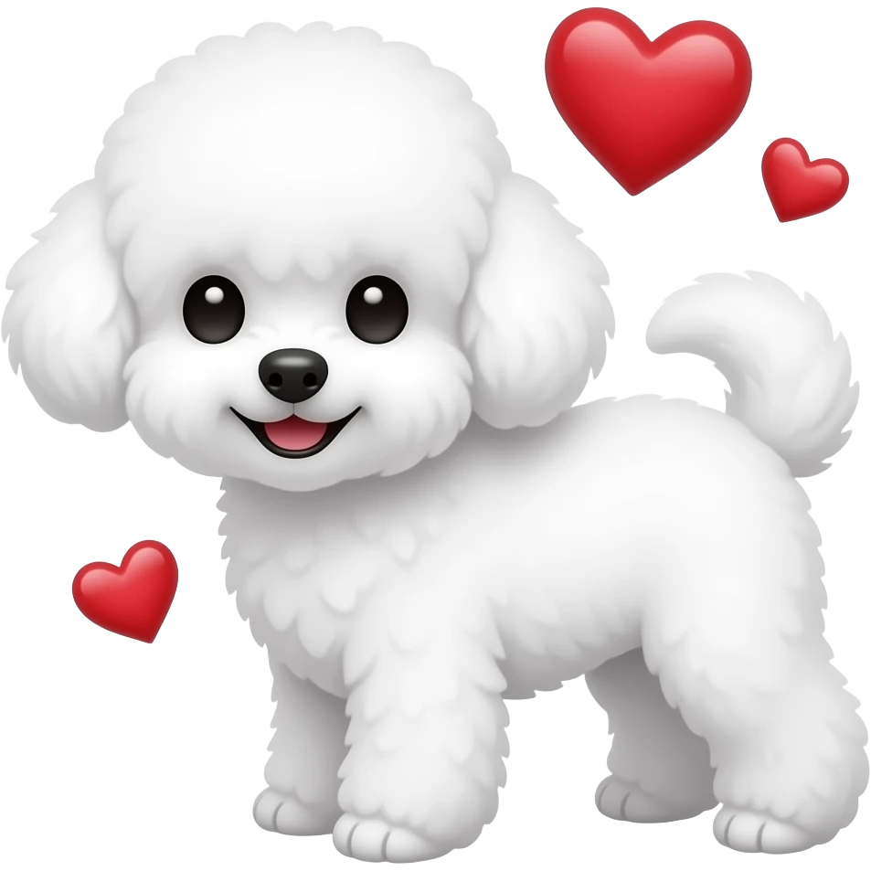 Bichon with love hearts emoji