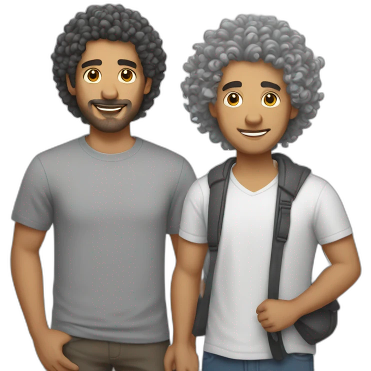 Latino man with curly hair and some gray hair with a Shitzu dog emoji