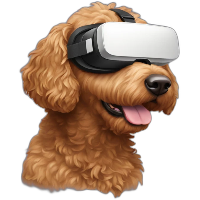 brown golden doodle wearing VR headset emoji