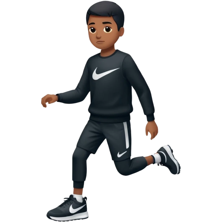 un emoji (qui ressemble à un vrai emoji téléphone)de quelqu'un qui tombe (homme noir pull Nike).Il tombe vers l'avant .Il a 11 ans emoji