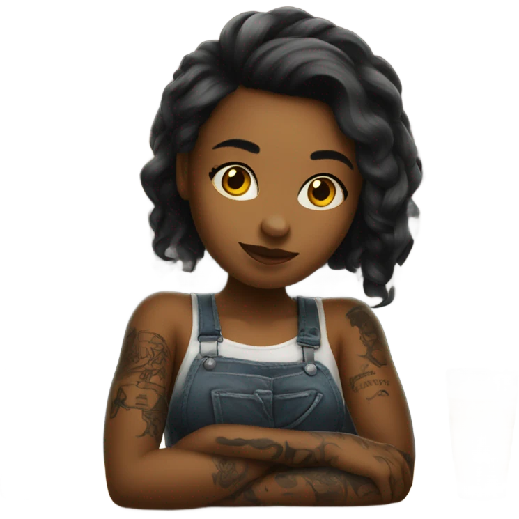 A girl working in a bar with tattoos  emoji