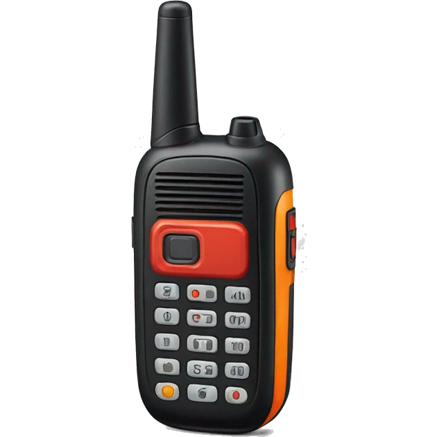 black walkie talkie with red-orange button on side emoji