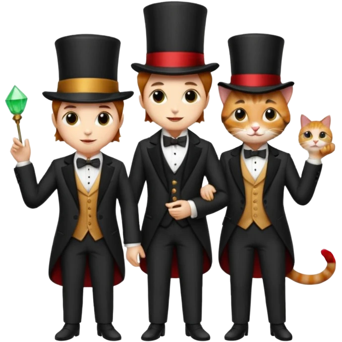 magician couple and their pet cat emoji