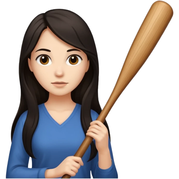 woman with long dark hair holding a bat (animal) emoji