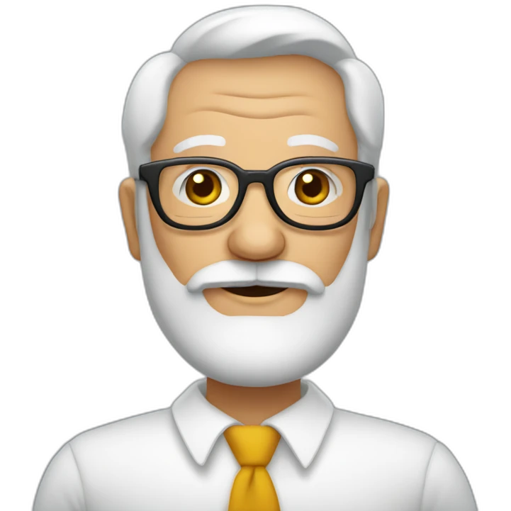 abuelo de barba entera muy corta y lentes redondos emoji