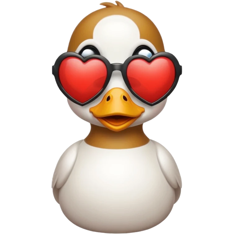 Make a frame emoji and inside it is a duck wearing red heart sunnies and the background is sky or anything blue emoji