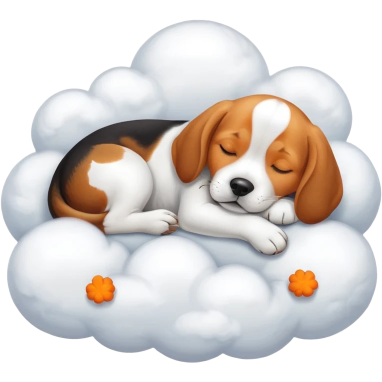 Beagle dog with Orange necklace sleeping in cloud emoji