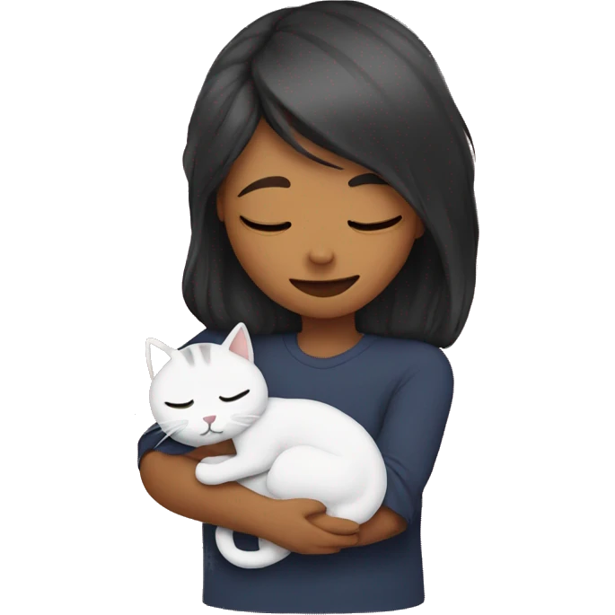 Cuddling with a cat emoji