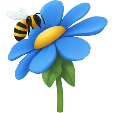Blue flower with a bee emoji