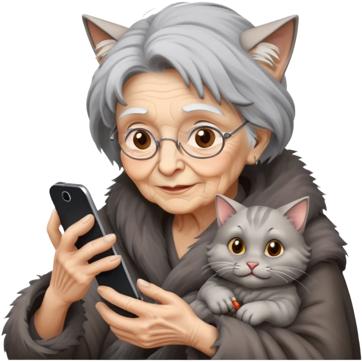 A crone and a phone on a cat emoji