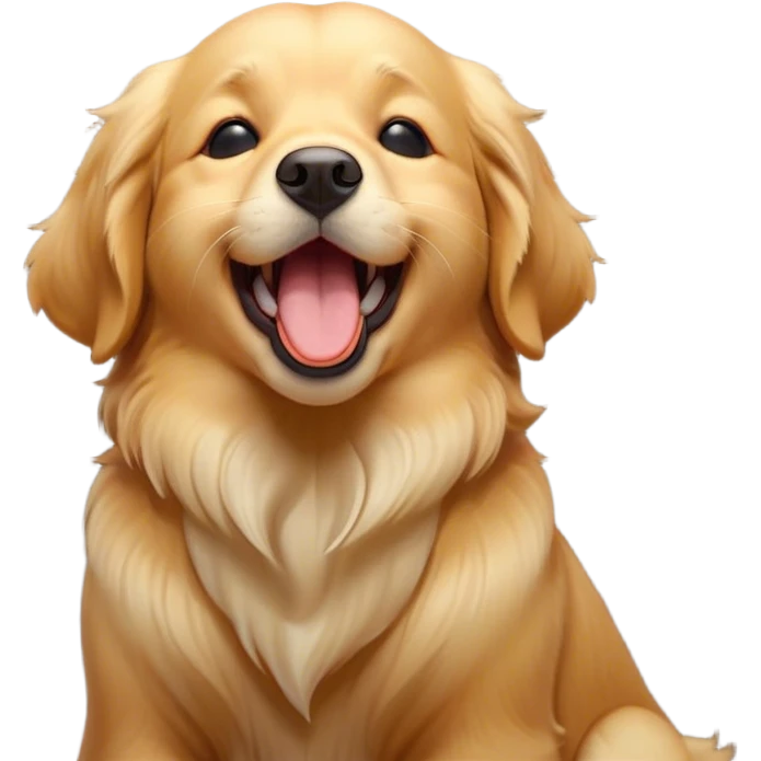Cinematic Cute Yawning Golden Retriever Portrait Emoji, Head tilted slightly with a dramatic, wide-open yawn, revealing a silky golden coat with a subtle shimmer, floppy ears slightly drooping, round brown eyes barely open in drowsy contentment, Simplified yet irresistibly adorable features, highly detailed, glowing with a soft, cozy glow, high shine, relaxed yet expressive, stylized with a touch of whimsy, bright and endearing, soft glowing outline, capturing the essence of a sleepy yet affectionate companion, so drowsy it feels like it could stretch out of the screen and curl up for a nap! emoji