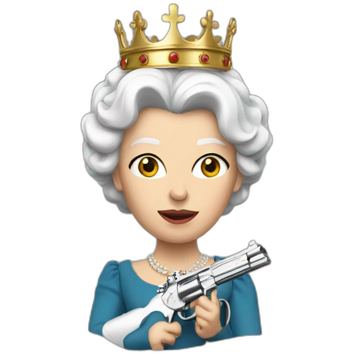 British Queen with gun emoji