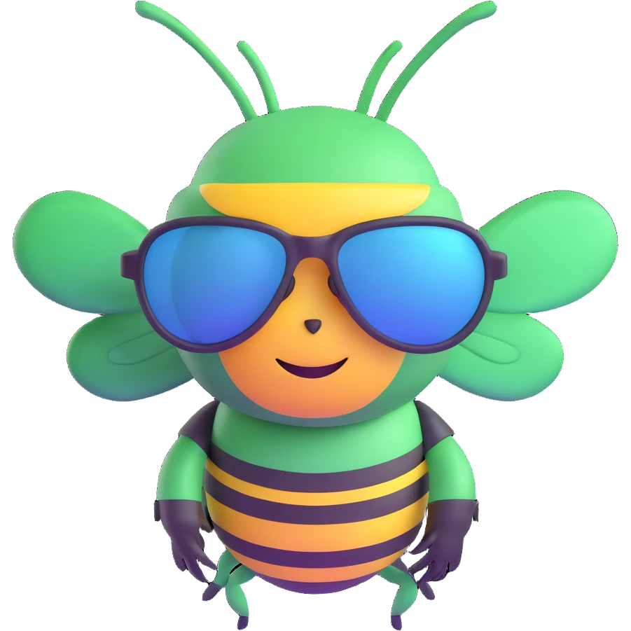 green bee wearing sunglasses emoji
